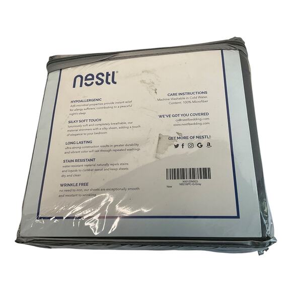 Nestl Extra Deep Pocket 6 Pc Microfiber Sheet Set Gray Queen - Picture 3 of 3